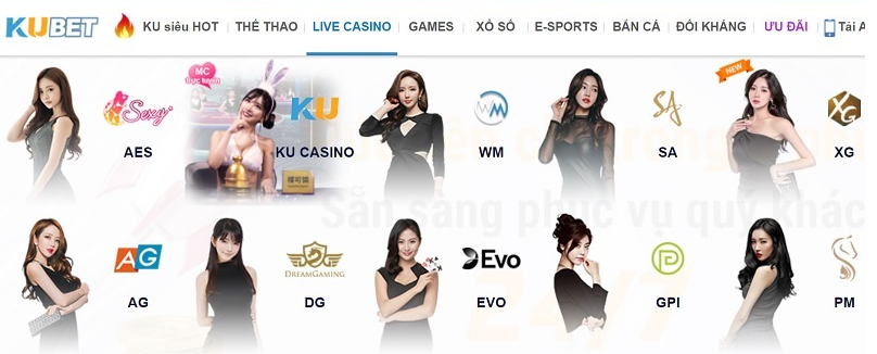 sảnh casino cùng dàn dealer xinh đẹp